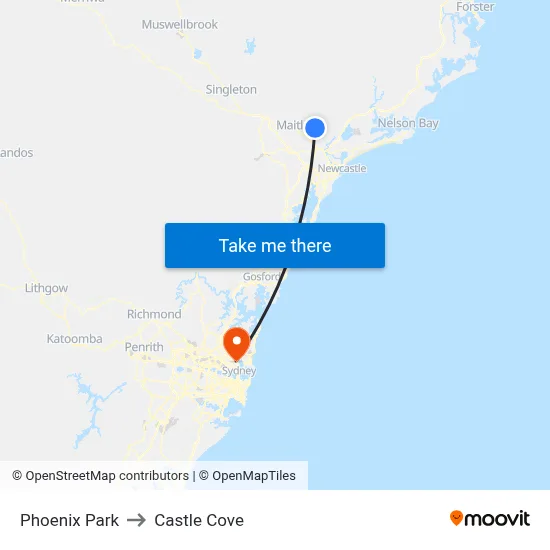Phoenix Park to Castle Cove map