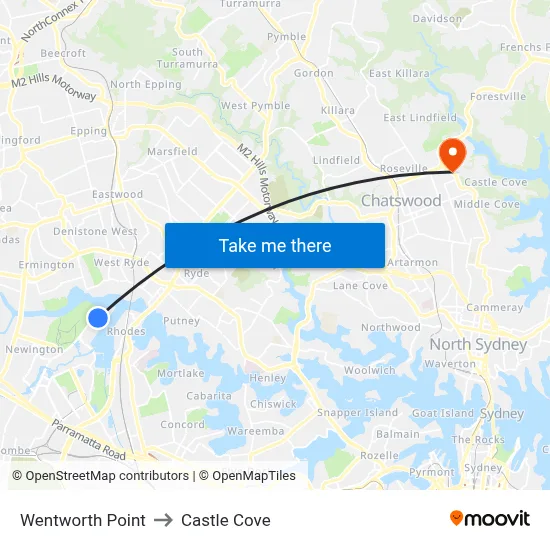 Wentworth Point to Castle Cove map