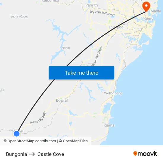 Bungonia to Castle Cove map