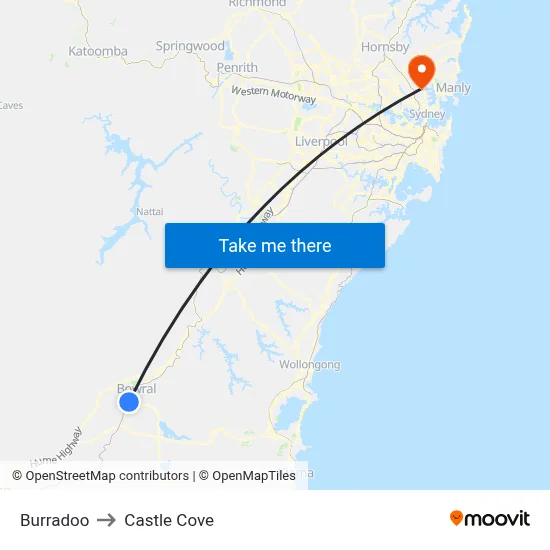 Burradoo to Castle Cove map