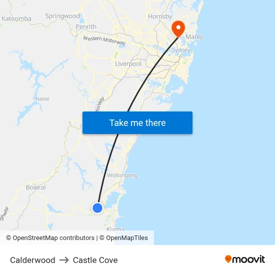 Calderwood to Castle Cove map