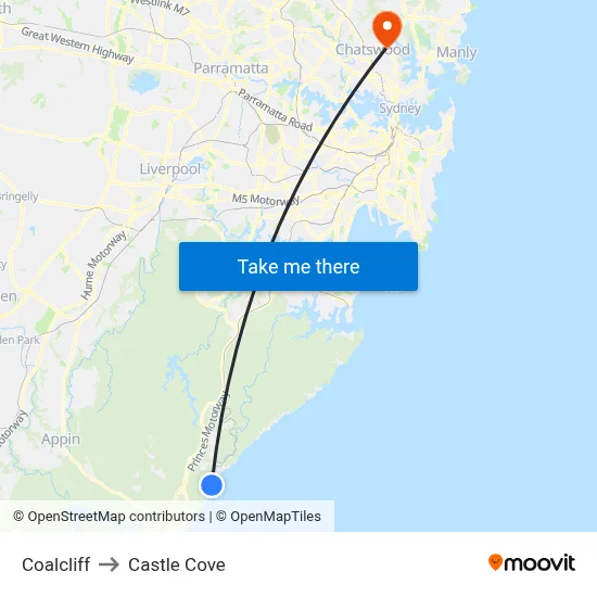 Coalcliff to Castle Cove map