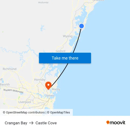 Crangan Bay to Castle Cove map
