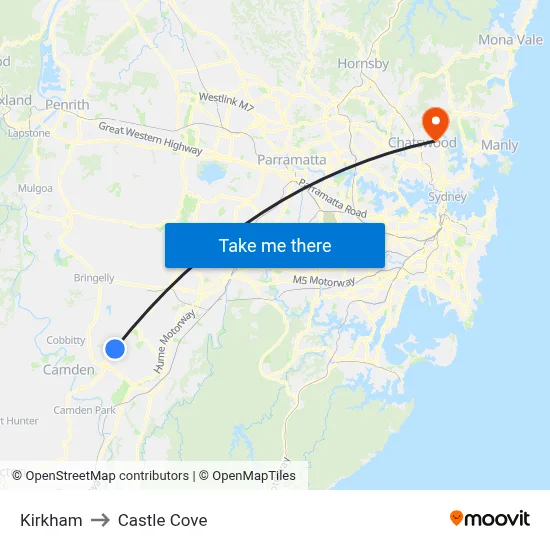 Kirkham to Castle Cove map