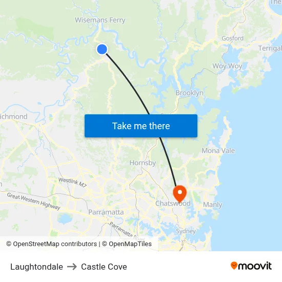 Laughtondale to Castle Cove map