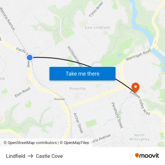 Lindfield to Castle Cove map