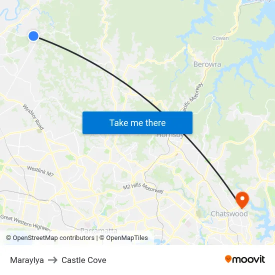 Maraylya to Castle Cove map