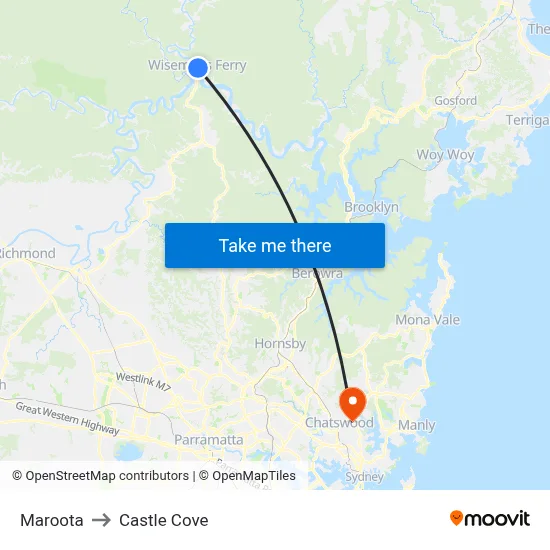 Maroota to Castle Cove map