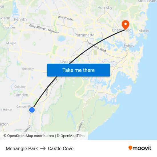 Menangle Park to Castle Cove map