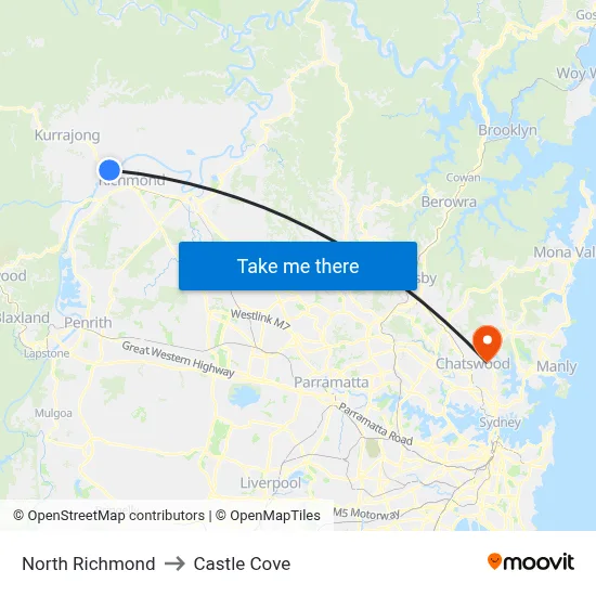 North Richmond to Castle Cove map