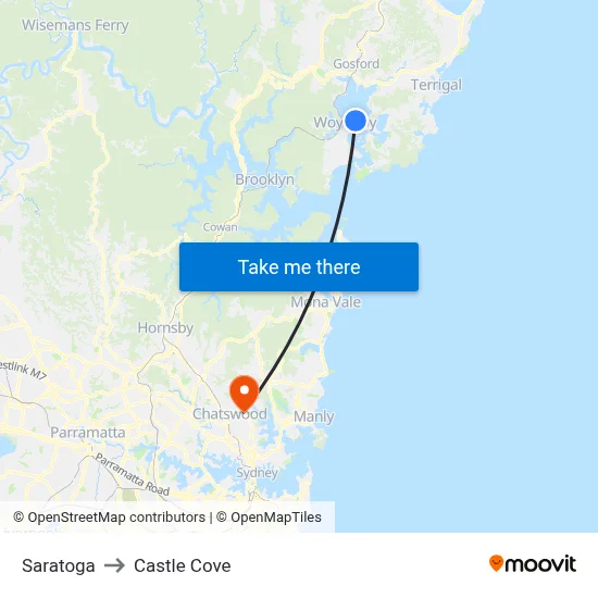 Saratoga to Castle Cove map