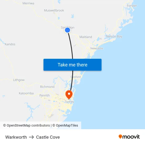 Warkworth to Castle Cove map