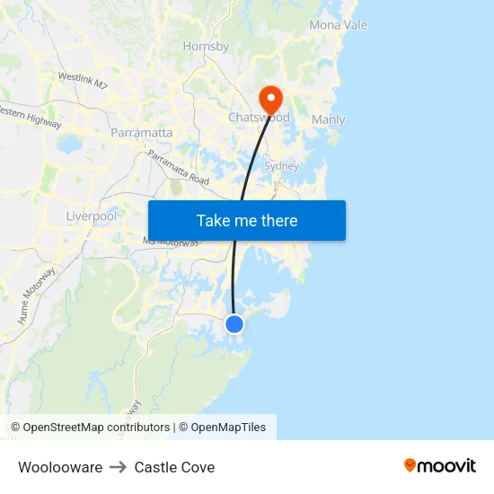 Woolooware to Castle Cove map