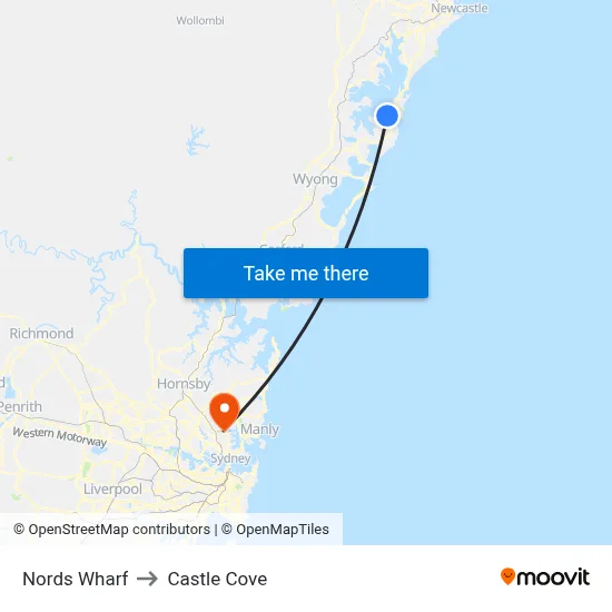 Nords Wharf to Castle Cove map