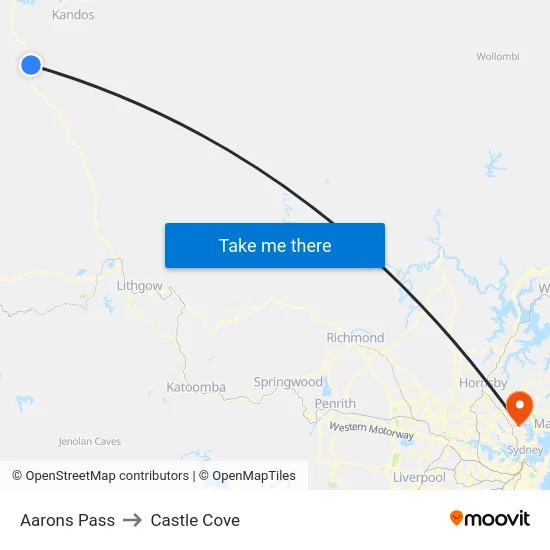 Aarons Pass to Castle Cove map