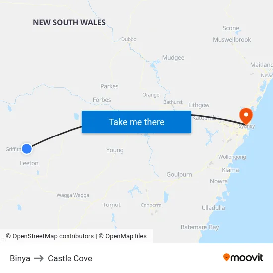 Binya to Castle Cove map