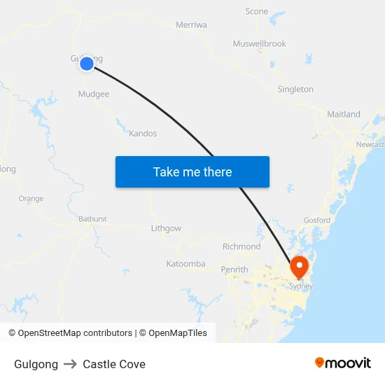 Gulgong to Castle Cove map