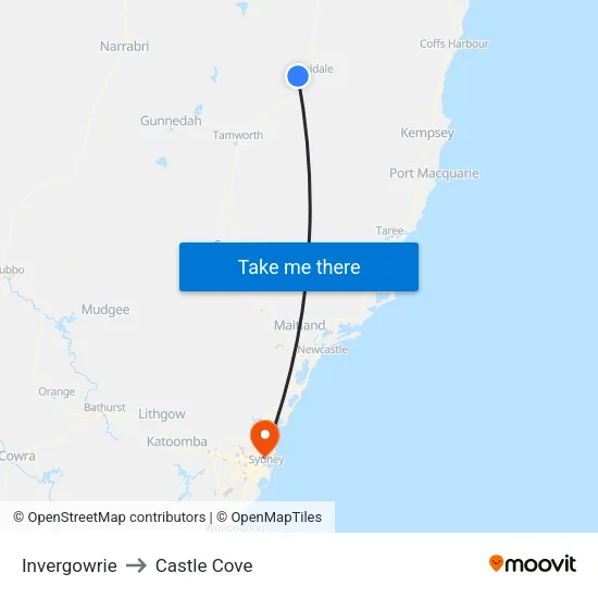 Invergowrie to Castle Cove map