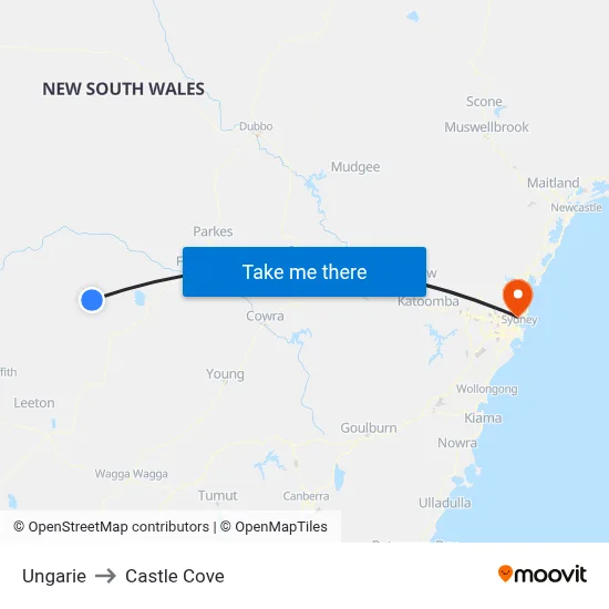 Ungarie to Castle Cove map