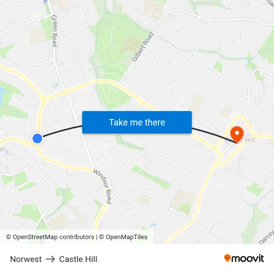 Norwest to Castle Hill map