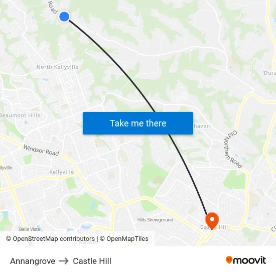Annangrove to Castle Hill map