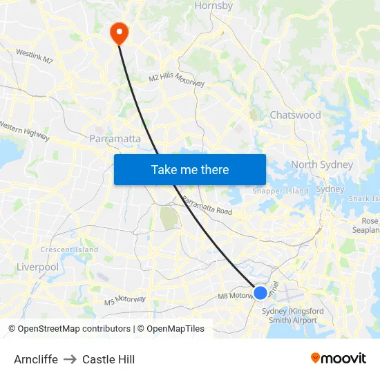 Arncliffe to Castle Hill map