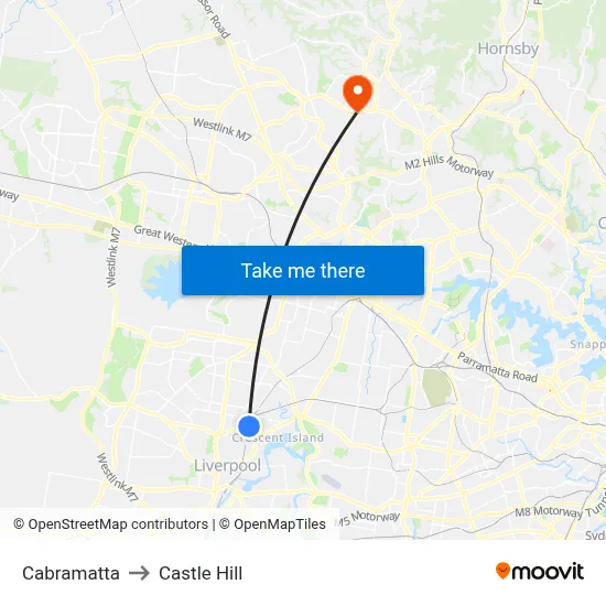 Cabramatta to Castle Hill map