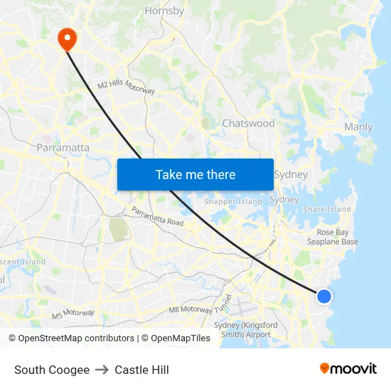 South Coogee to Castle Hill map