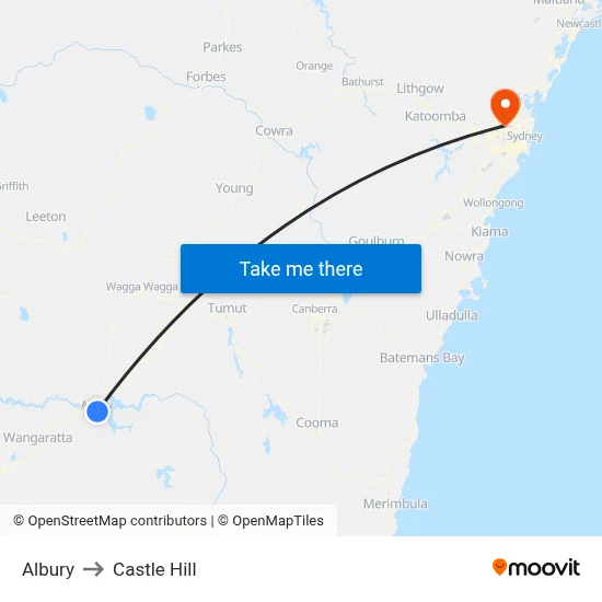 Albury to Castle Hill map