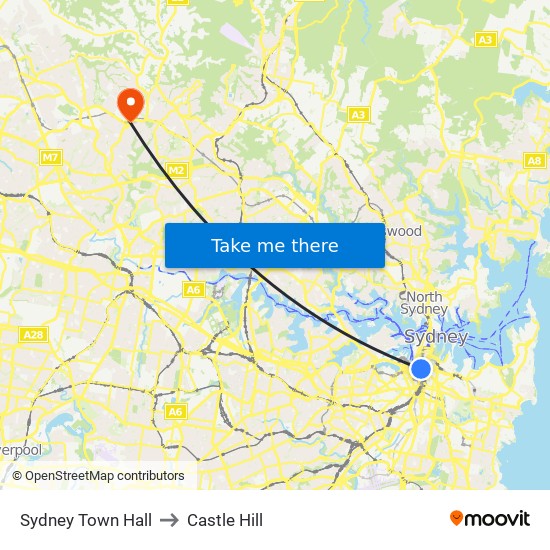 Castle Hill Sydney Map Sydney Town Hall To Castle Hill, Sydney With Public Transportation