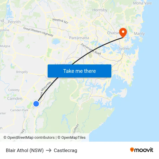 Blair Athol (NSW) to Castlecrag map