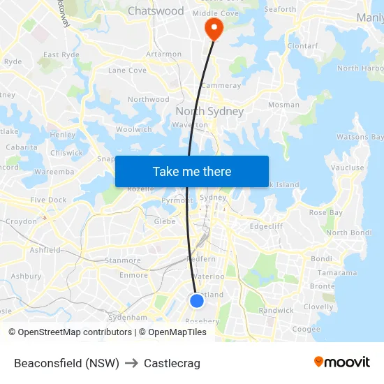 Beaconsfield (NSW) to Castlecrag map