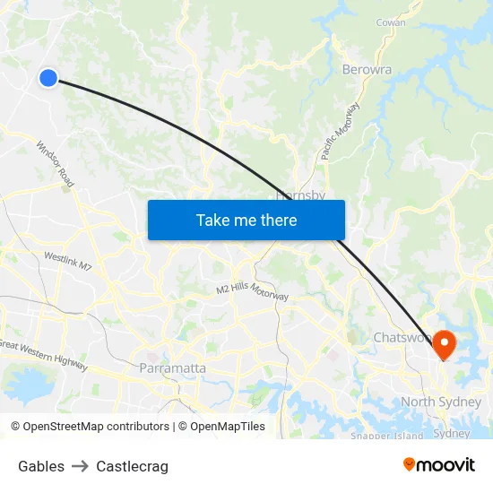 Gables to Castlecrag map