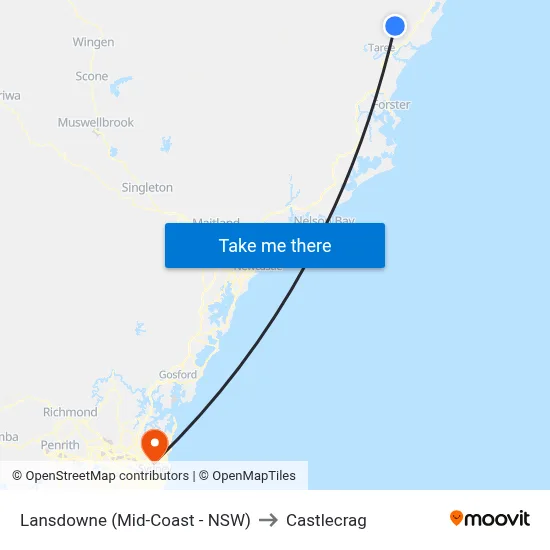 Lansdowne (Mid-Coast - NSW) to Castlecrag map