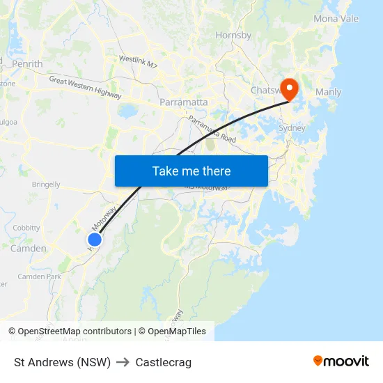 St Andrews (NSW) to Castlecrag map