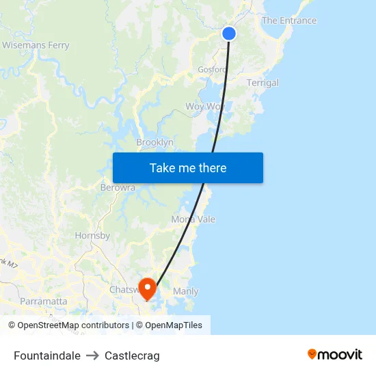 Fountaindale to Castlecrag map