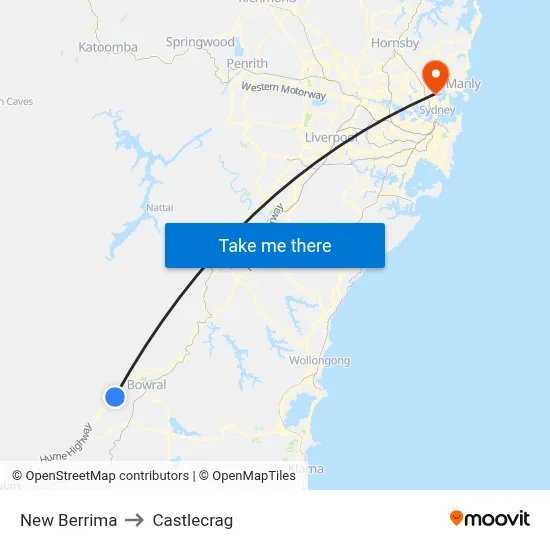 New Berrima to Castlecrag map