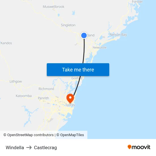 Windella to Castlecrag map