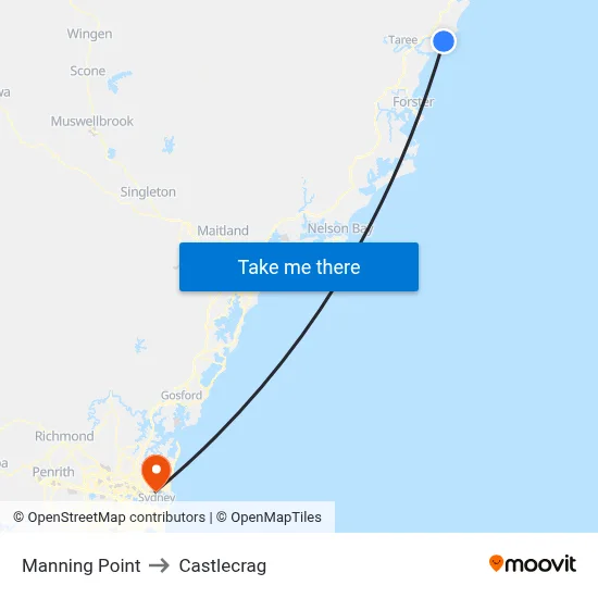 Manning Point to Castlecrag map
