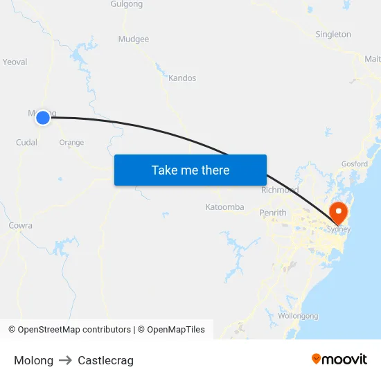 Molong to Castlecrag map
