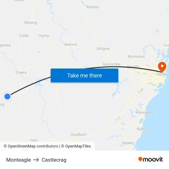 Monteagle to Castlecrag map