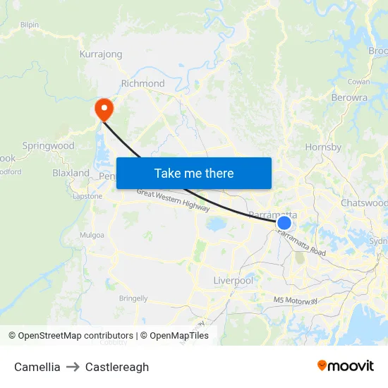 Camellia to Castlereagh map