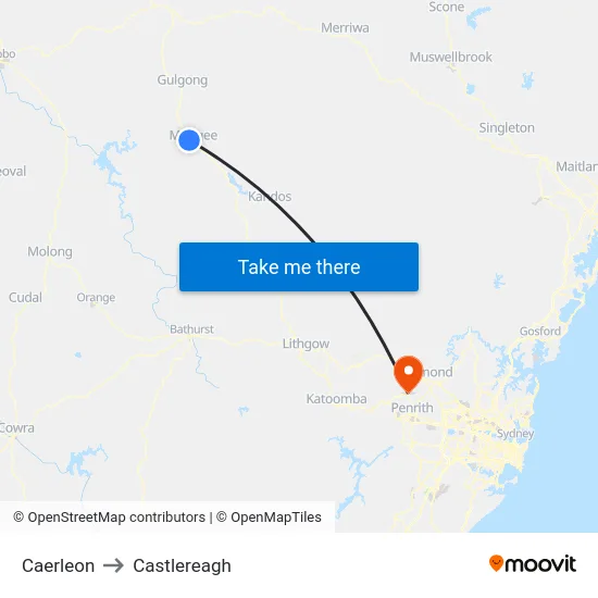 Caerleon to Castlereagh map
