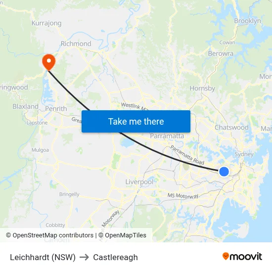 Leichhardt (NSW) to Castlereagh map