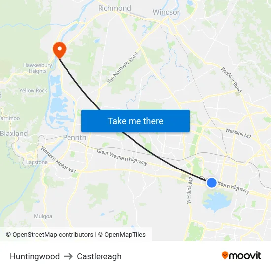 Huntingwood to Castlereagh map