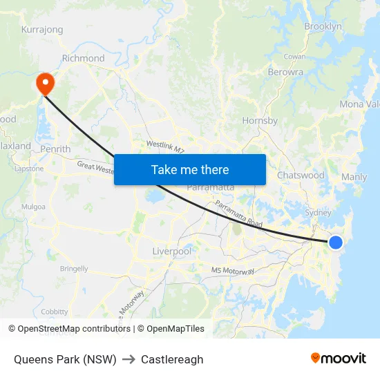 Queens Park (NSW) to Castlereagh map