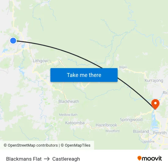 Blackmans Flat to Castlereagh map