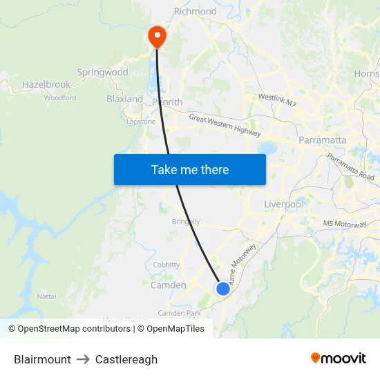 Blairmount to Castlereagh map