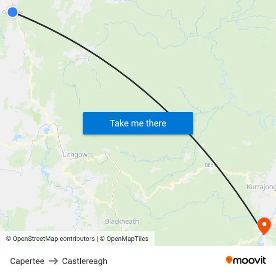 Capertee to Castlereagh map