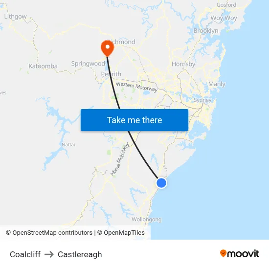 Coalcliff to Castlereagh map